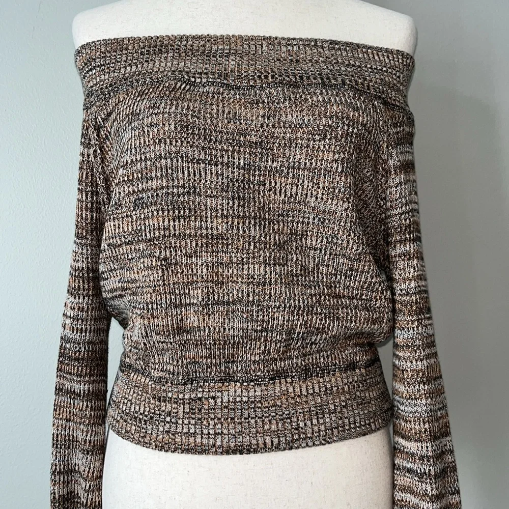 Free People Sugar Rush Off Shoulder Sweater Wild Horse Combo Size S